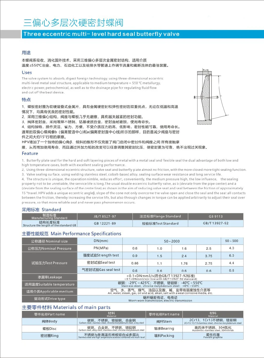 Triple Offset Flange Butterfly Valve with Metal Seat