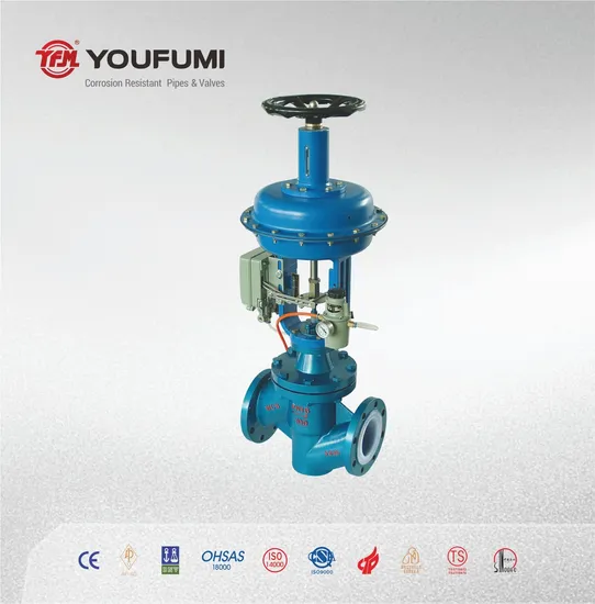 Válvula globo revestida com PFA Fluido químico ANSI